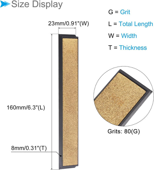 Diamond Sharpening Stone, 80 Grit 6" x 0.8" Total Size, Titanium Coated Whetstone Sharpener Abrasive Tool - (Applications: for Metal Grinding), 2-Pieces