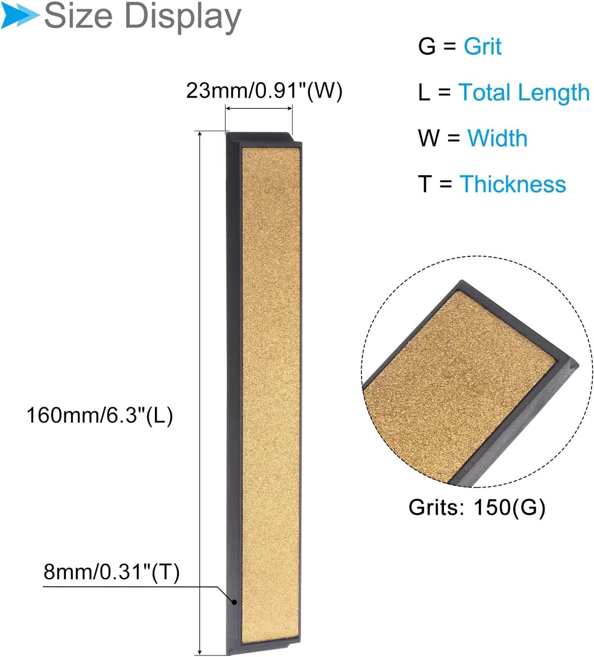 Diamond Sharpening Stone, 80 Grit 6" x 0.8" Total Size, Titanium Coated Whetstone Sharpener Abrasive Tool - (Applications: for Metal Grinding), 2-Pieces