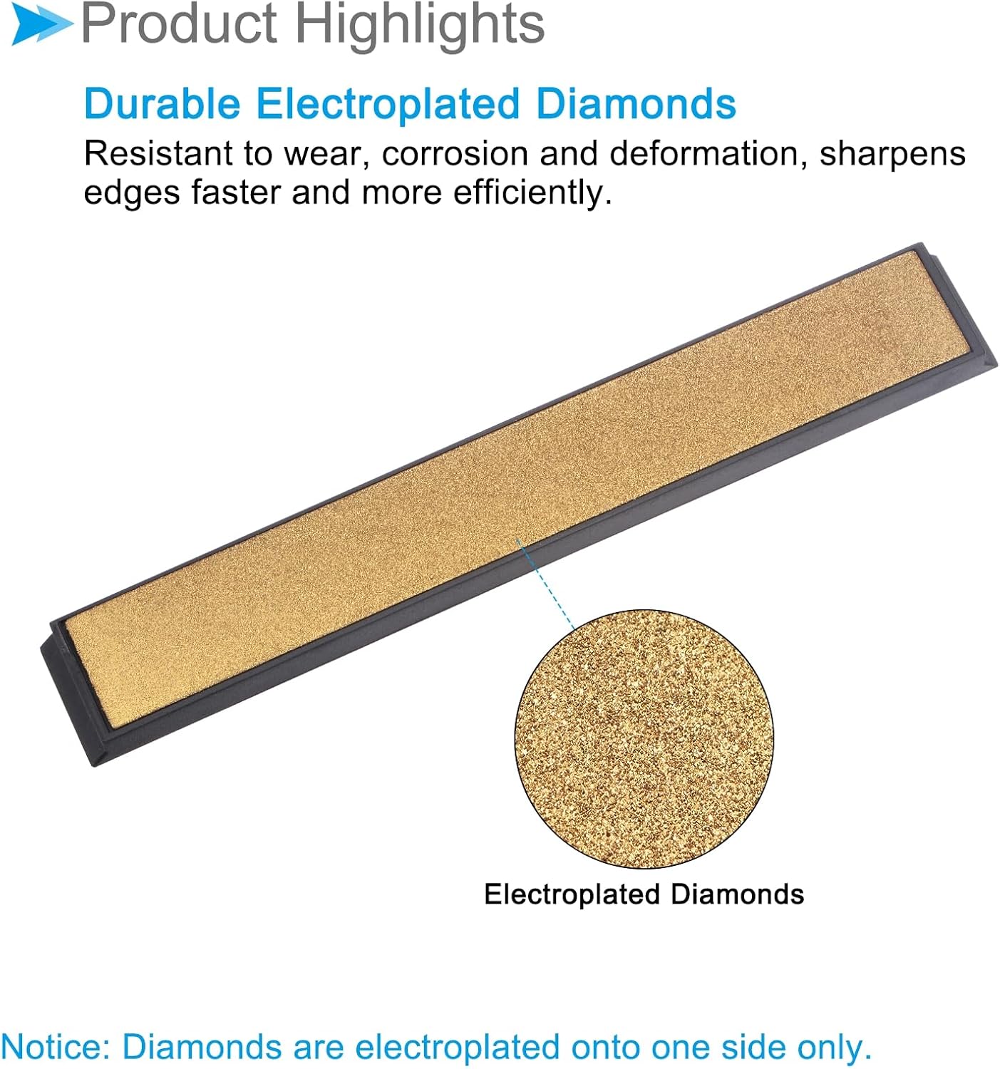 Diamond Sharpening Stone, 80 Grit 6" x 0.8" Total Size, Titanium Coated Whetstone Sharpener Abrasive Tool - (Applications: for Metal Grinding), 2-Pieces