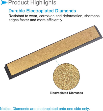 Diamond Sharpening Stone, 80 Grit 6" x 0.8" Total Size, Titanium Coated Whetstone Sharpener Abrasive Tool - (Applications: for Metal Grinding), 2-Pieces