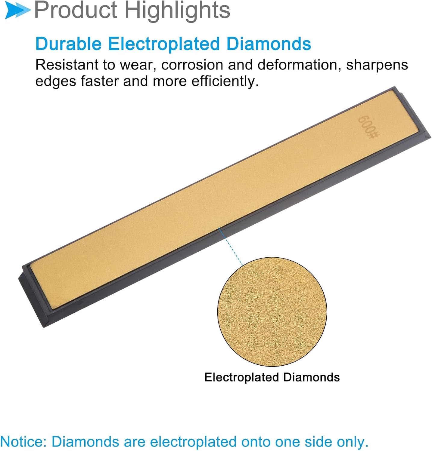 Diamond Sharpening Stone, 80 Grit 6" x 0.8" Total Size, Titanium Coated Whetstone Sharpener Abrasive Tool - (Applications: for Metal Grinding), 2-Pieces