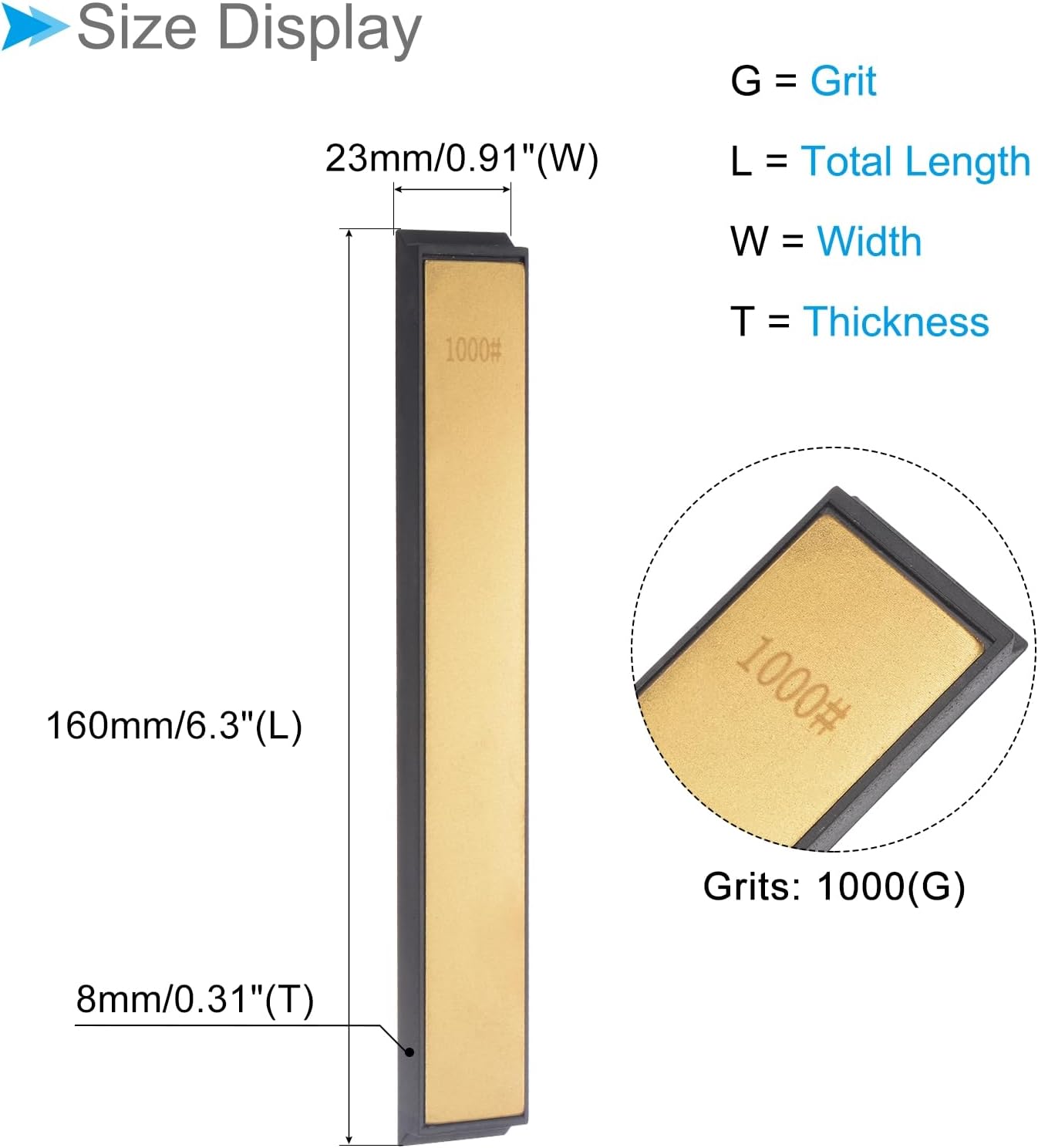 Diamond Sharpening Stone, 80 Grit 6" x 0.8" Total Size, Titanium Coated Whetstone Sharpener Abrasive Tool - (Applications: for Metal Grinding), 2-Pieces