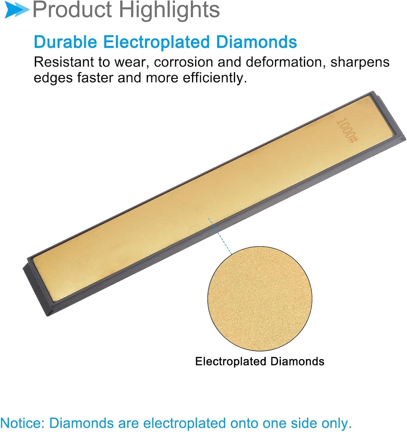 Diamond Sharpening Stone, 80 Grit 6" x 0.8" Total Size, Titanium Coated Whetstone Sharpener Abrasive Tool - (Applications: for Metal Grinding), 2-Pieces