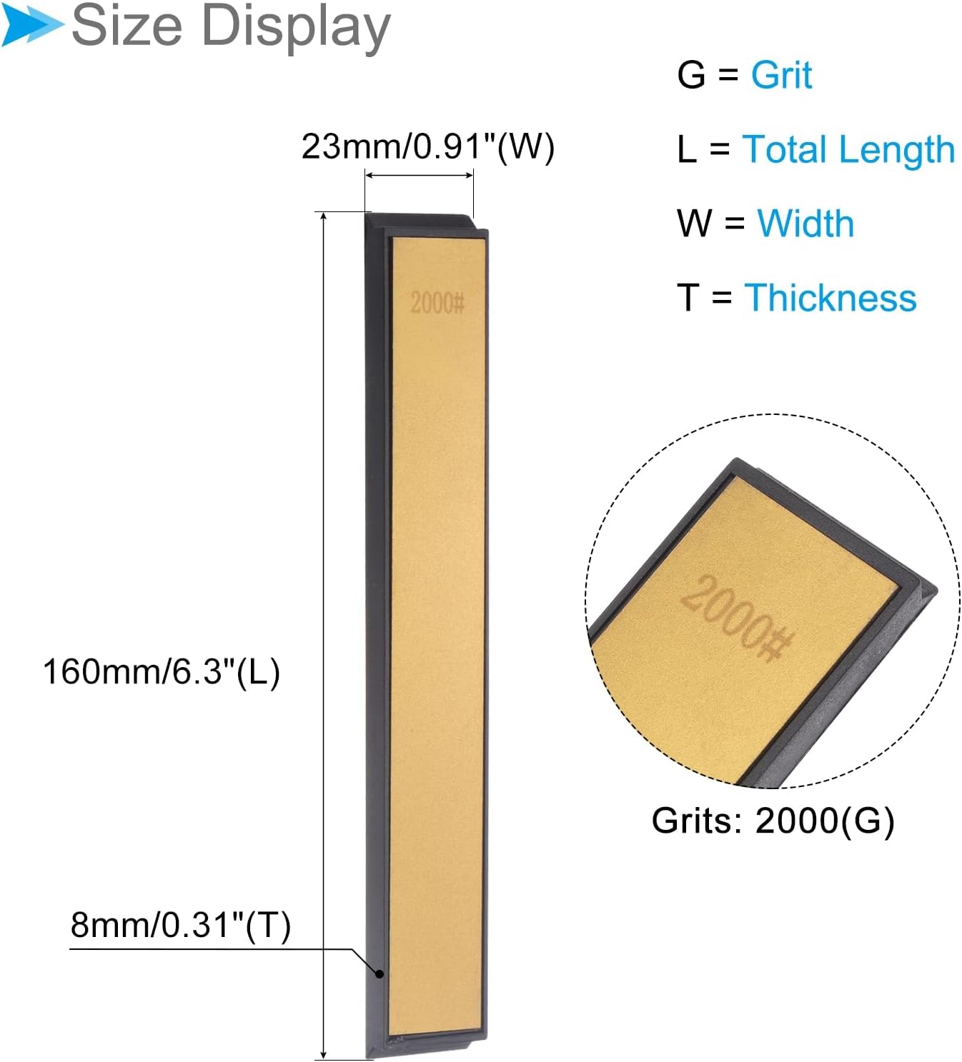 Diamond Sharpening Stone, 80 Grit 6" x 0.8" Total Size, Titanium Coated Whetstone Sharpener Abrasive Tool - (Applications: for Metal Grinding), 2-Pieces