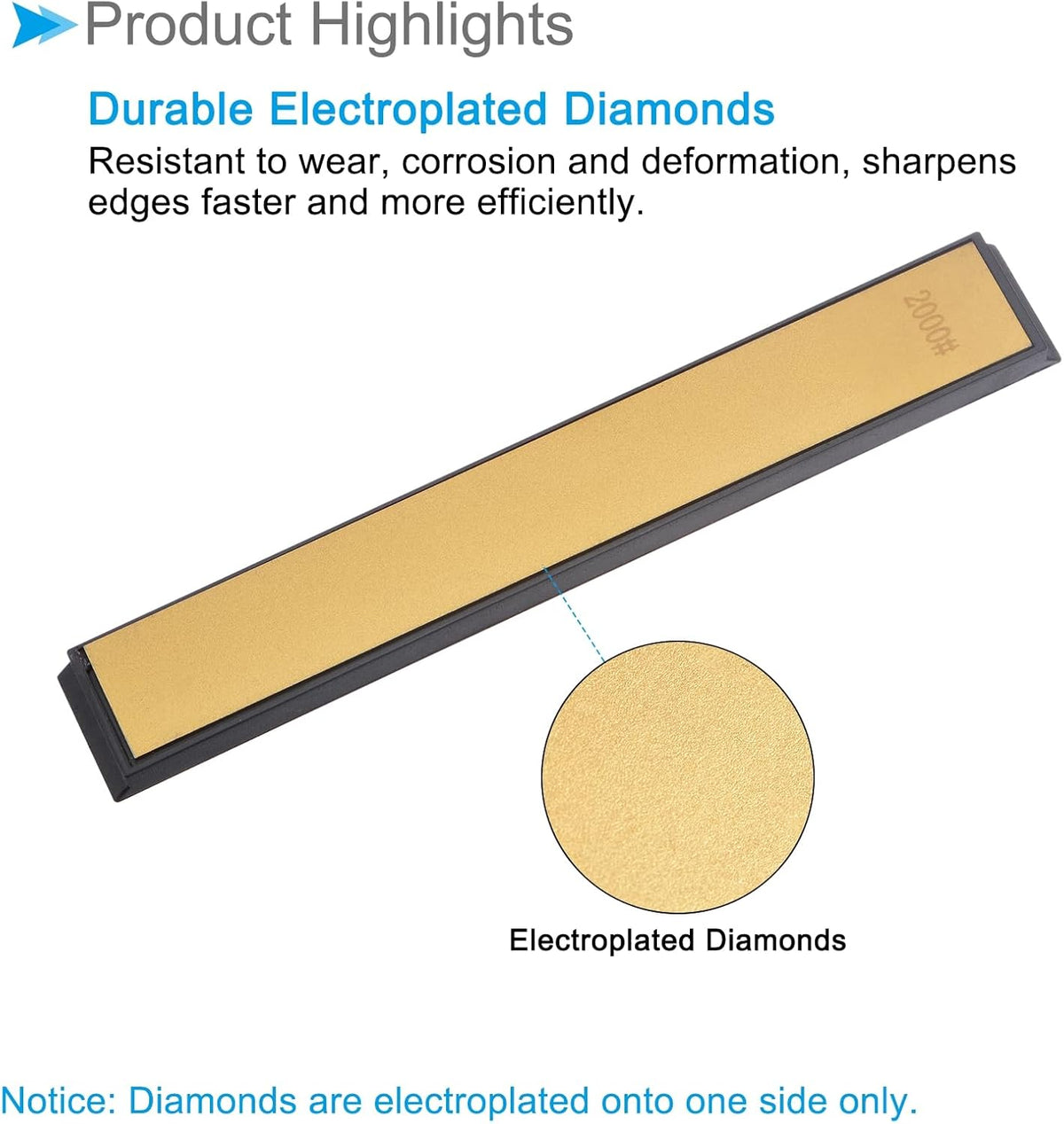 Diamond Sharpening Stone, 80 Grit 6" x 0.8" Total Size, Titanium Coated Whetstone Sharpener Abrasive Tool - (Applications: for Metal Grinding), 2-Pieces