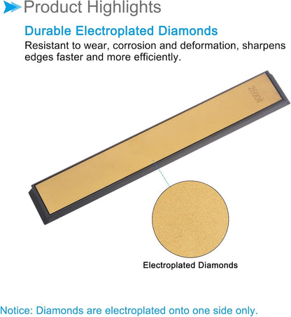 Diamond Sharpening Stone, 80 Grit 6" x 0.8" Total Size, Titanium Coated Whetstone Sharpener Abrasive Tool - (Applications: for Metal Grinding), 2-Pieces