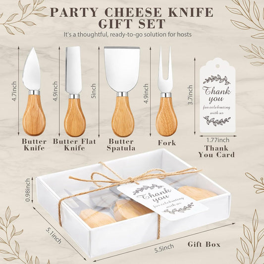 6 Pack Stainless Steel Cheese Knife Set, Baby Shower Game Gifts for Winners, Cheese Knife Gift Set with Thank You Card and Gift Box for Wedding Guests Favors Baby Shower Housewarming Party
