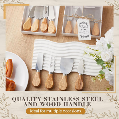 6 Pack Stainless Steel Cheese Knife Set, Baby Shower Game Gifts for Winners, Cheese Knife Gift Set with Thank You Card and Gift Box for Wedding Guests Favors Baby Shower Housewarming Party