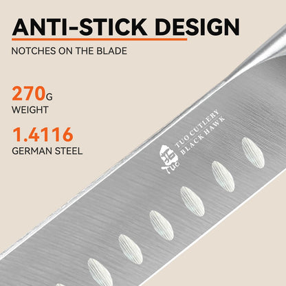 Boning Knife, 6 inch Fillet Knife for Trimming Fat from Meat, Deer Skinning, Full Tang Handle, High Carbon German Steel, for Poultry Lamb Meat Cutting - Black Hawk Series