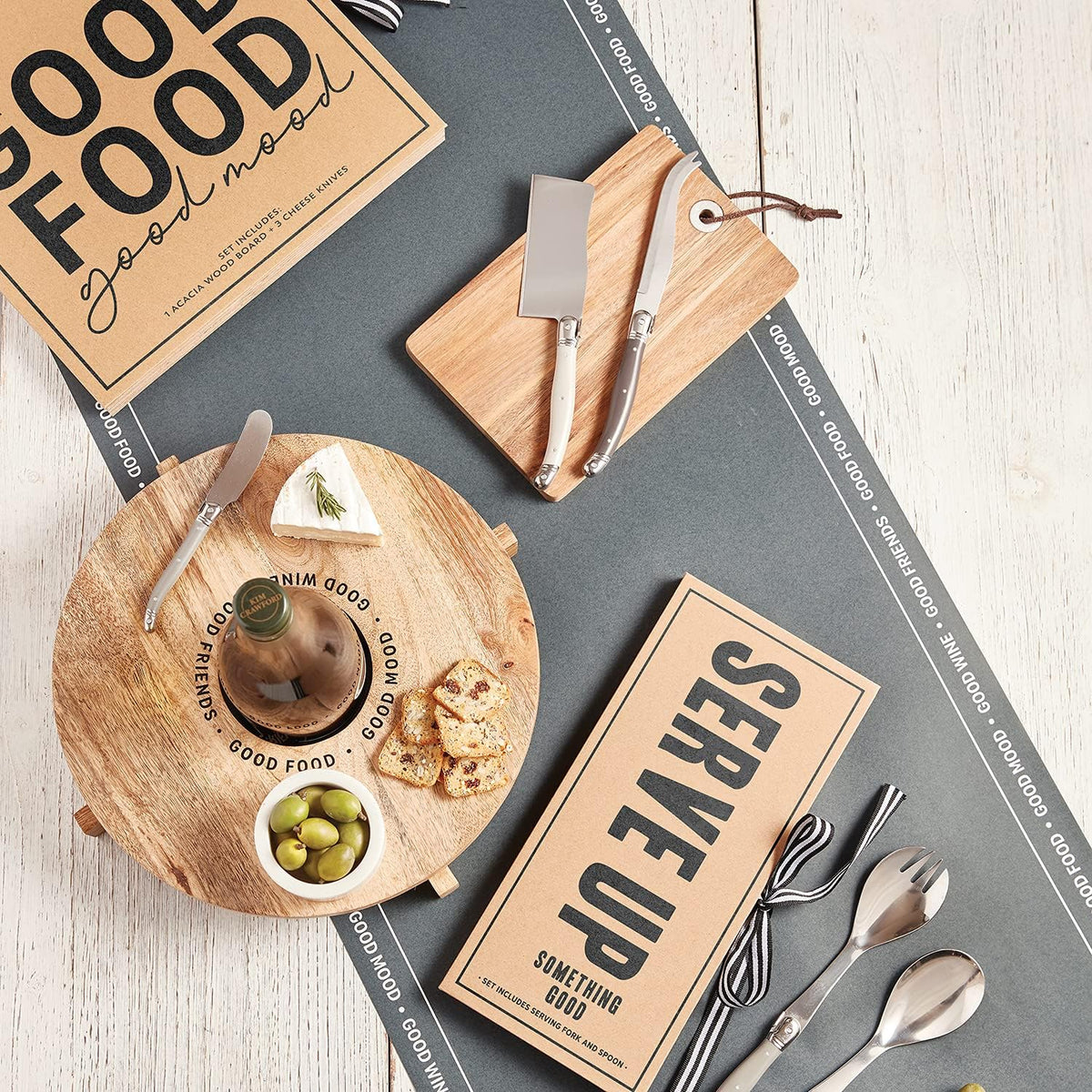 Gift Set Kitchen Essentials TableSugar Kraft Cardboard Book Gift Box, 4-Pieces, Cheese Knives
