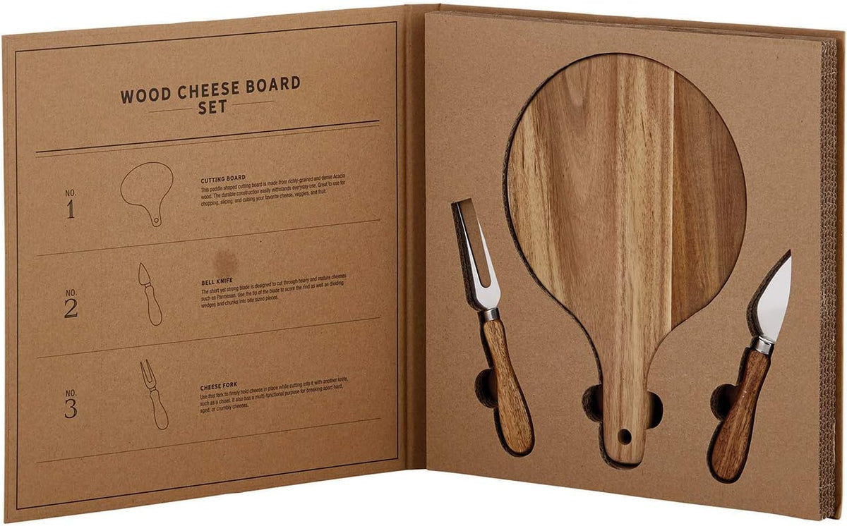 Gift Set Kitchen Essentials TableSugar Kraft Cardboard Book Gift Box, 4-Pieces, Cheese Knives