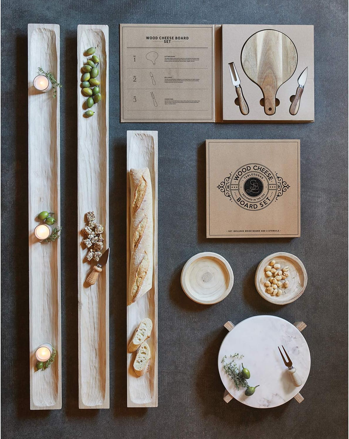 Gift Set Kitchen Essentials TableSugar Kraft Cardboard Book Gift Box, 4-Pieces, Cheese Knives