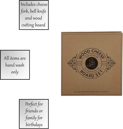 Gift Set Kitchen Essentials TableSugar Kraft Cardboard Book Gift Box, 4-Pieces, Cheese Knives
