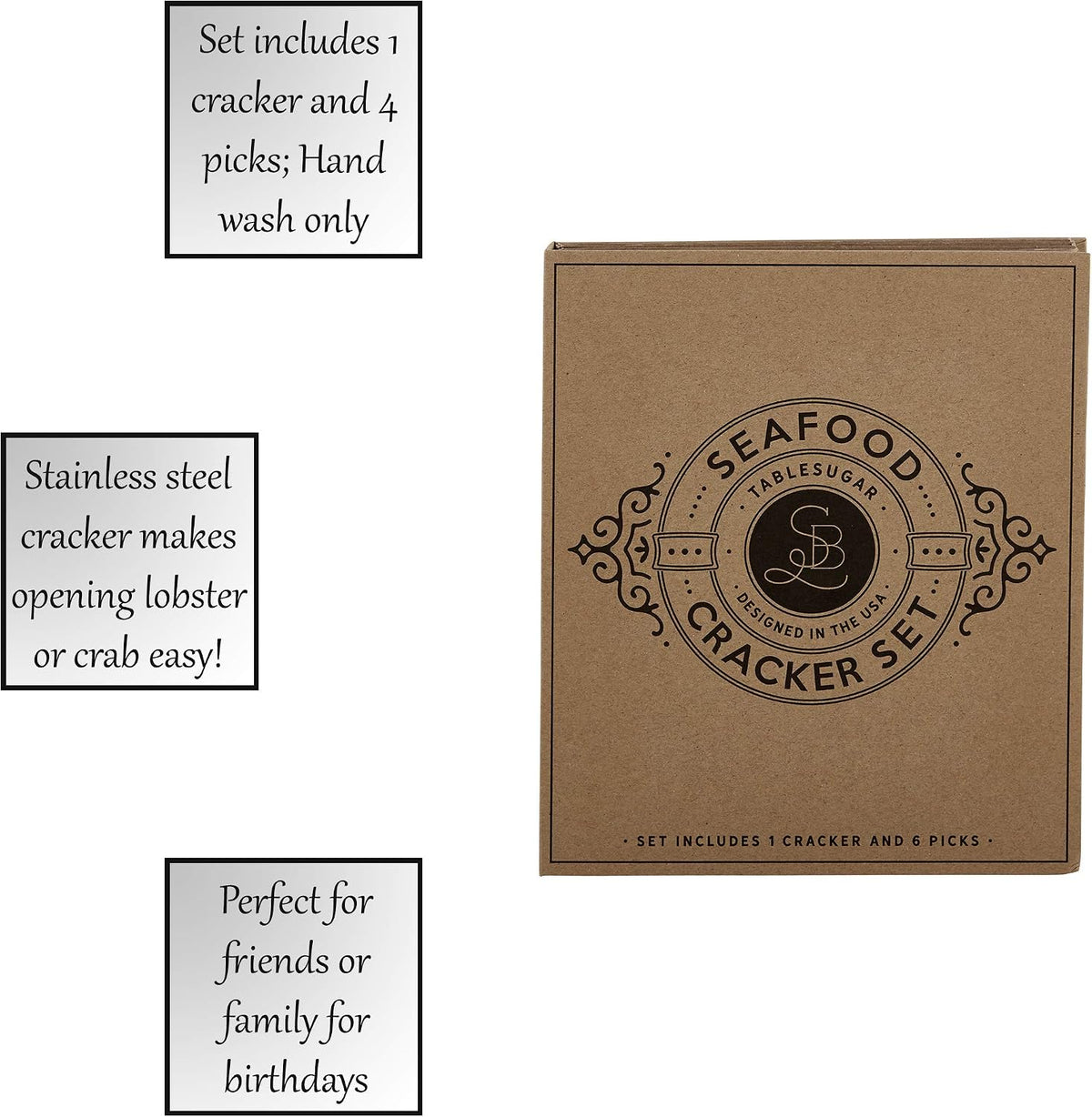 Gift Set Kitchen Essentials TableSugar Kraft Cardboard Book Gift Box, 4-Pieces, Cheese Knives