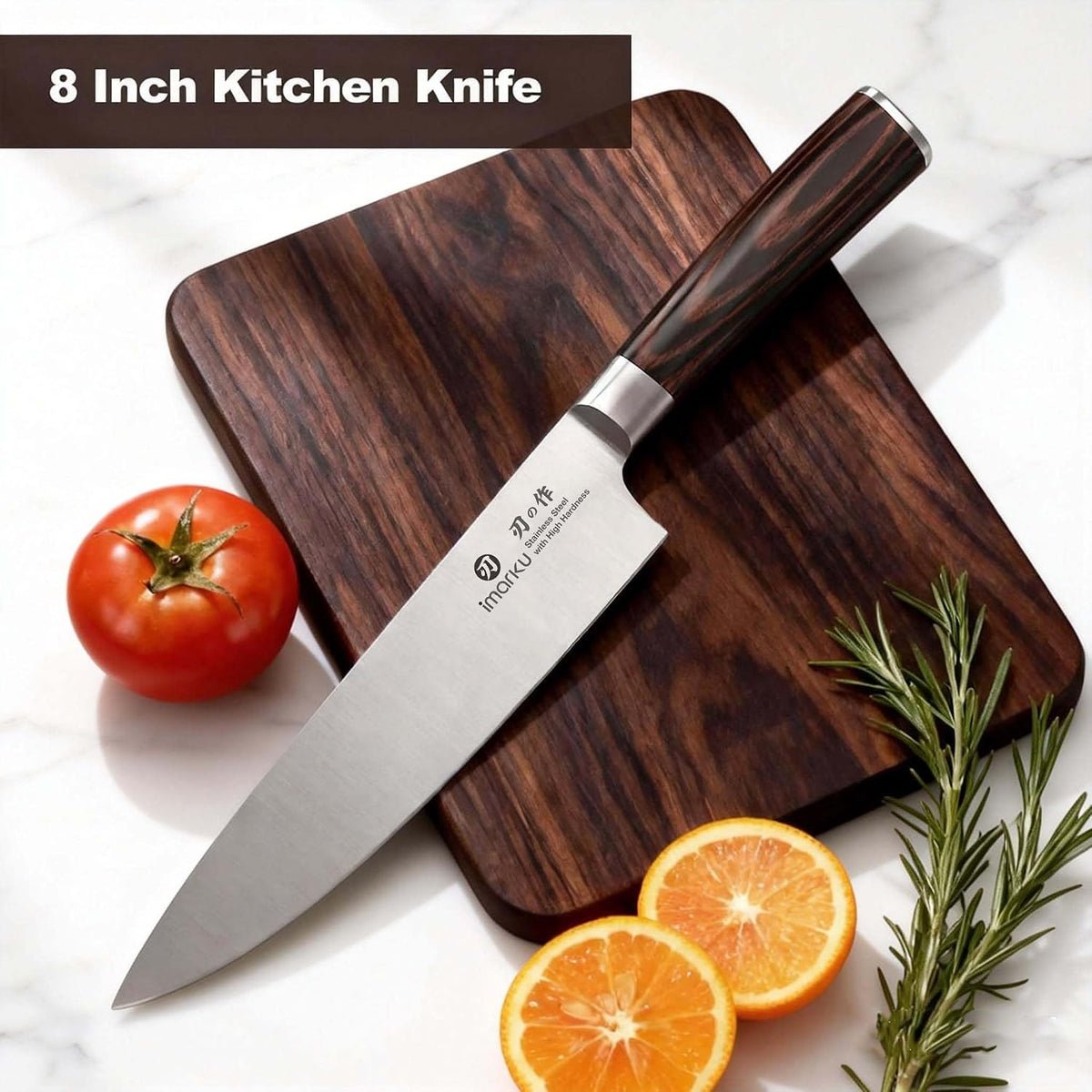 Chef Knife 8 Inch, Ultra Sharp Kitchen Knife with Ergonomic Handle | High carbon stainless steel, japanese professional cooking knives, non-slip balanced grip, birthday gift for chefs