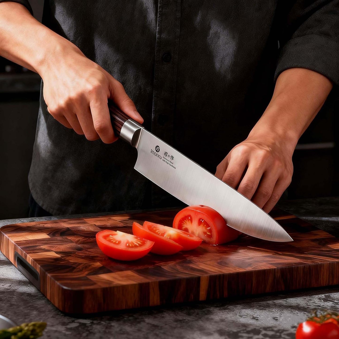 Chef Knife 8 Inch, Ultra Sharp Kitchen Knife with Ergonomic Handle | High carbon stainless steel, japanese professional cooking knives, non-slip balanced grip, birthday gift for chefs