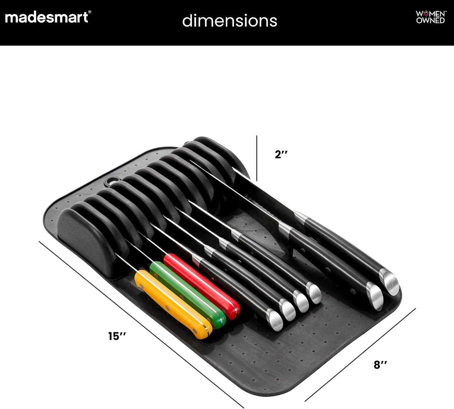 Classic Knife Mat for 11 Knives with Soft Grip Base, Carbon