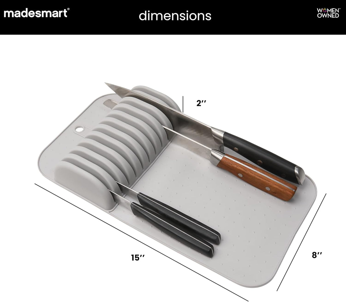 Classic Knife Mat for 11 Knives with Soft Grip Base, Carbon
