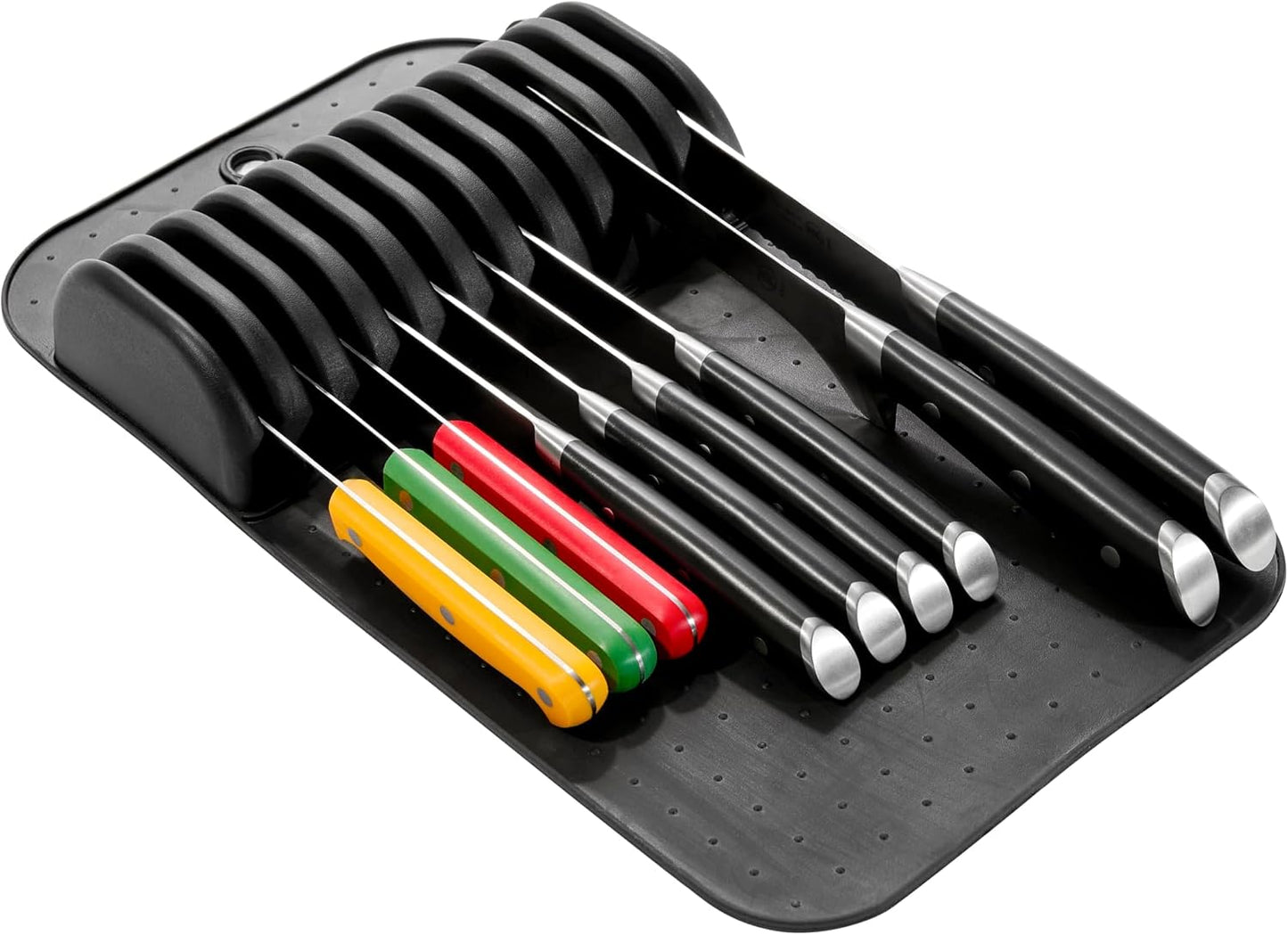 Classic Knife Mat for 11 Knives with Soft Grip Base, Carbon