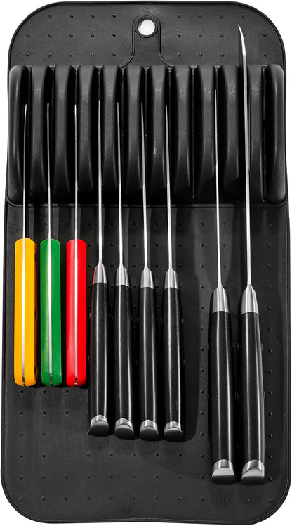 Classic Knife Mat for 11 Knives with Soft Grip Base, Carbon