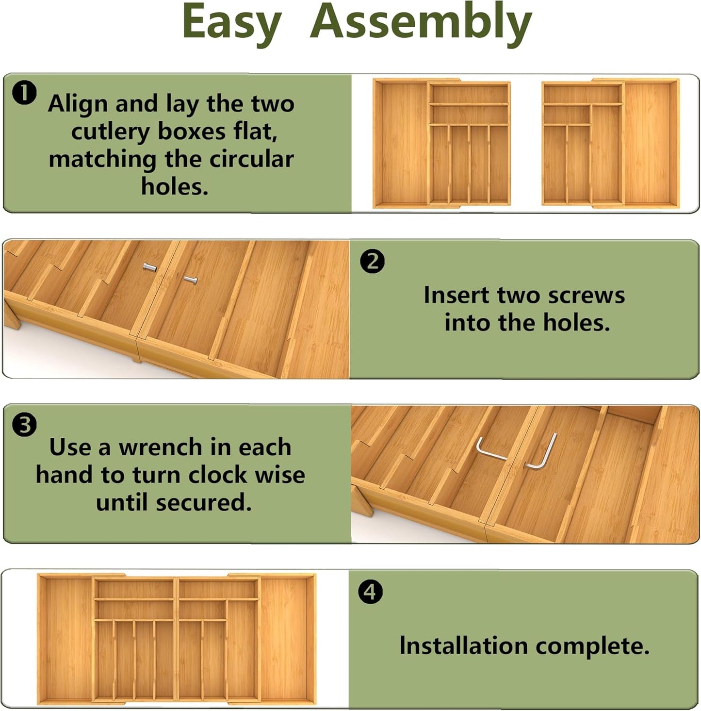 Extra Large Silverware Drawer Organizer,Expandable 22in to 37in,Bamboo | 2.6in Deep,13 Slot,Removable Design,Expandable Utensil Tray for Kitchen Drawer,Big Adjustable Cooking Cutlery Flatware Holder