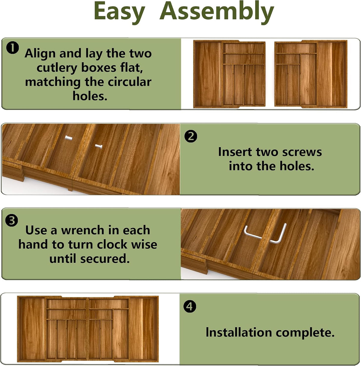 Extra Large Silverware Drawer Organizer,Expandable 22in to 37in,Bamboo | 2.6in Deep,13 Slot,Removable Design,Expandable Utensil Tray for Kitchen Drawer,Big Adjustable Cooking Cutlery Flatware Holder
