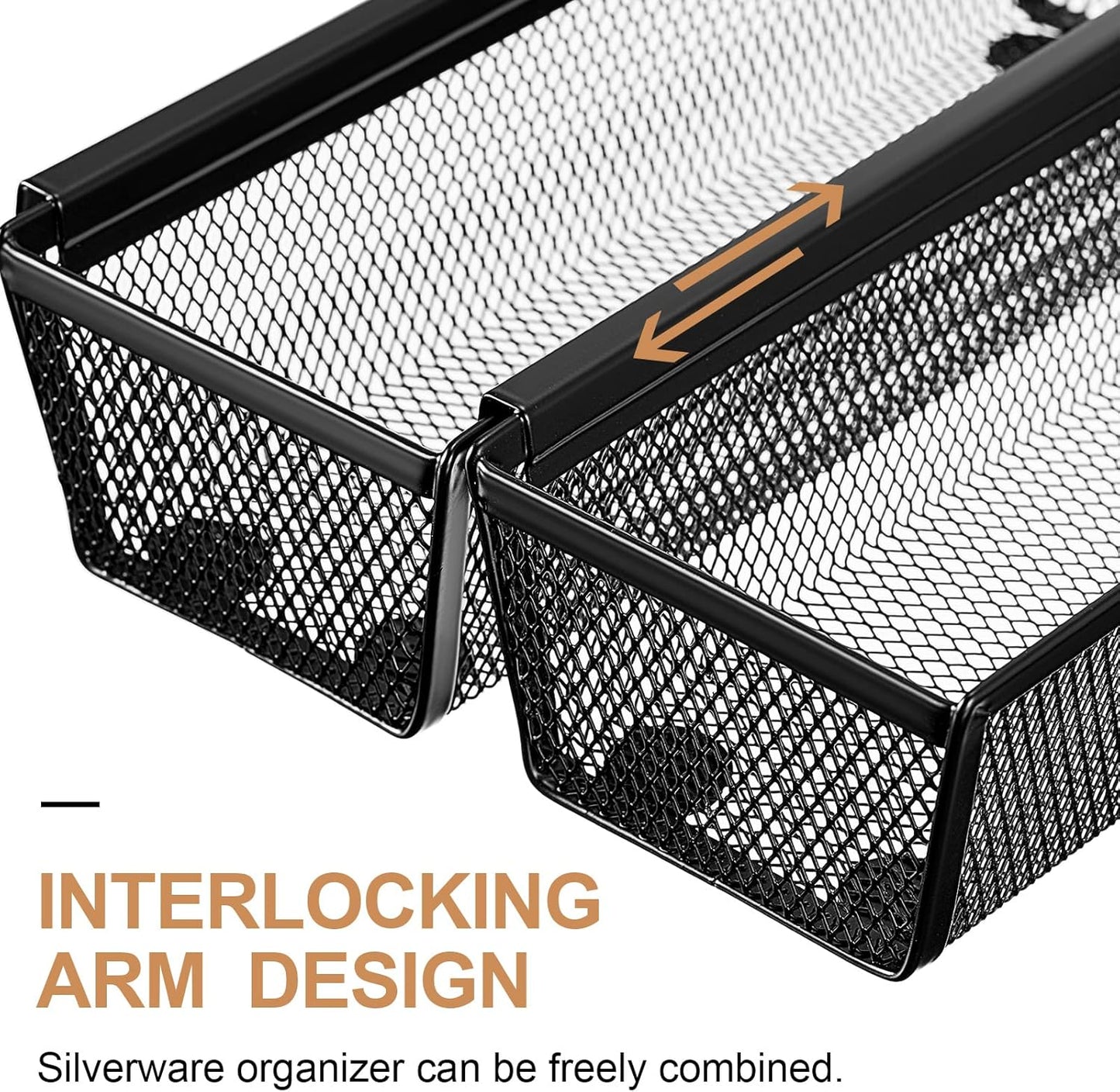 10 Pack 10 Pack Mesh Silverware Drawer Organizer, 9 x 3 x 2 Inch Utensil Organizer Countertop with Interlocking Design, Kitchen Drawer Storage Trays for Forks, Spoons, Knives, Gadgets