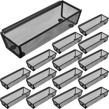 10 Pack 10 Pack Mesh Silverware Drawer Organizer, 9 x 3 x 2 Inch Utensil Organizer Countertop with Interlocking Design, Kitchen Drawer Storage Trays for Forks, Spoons, Knives, Gadgets