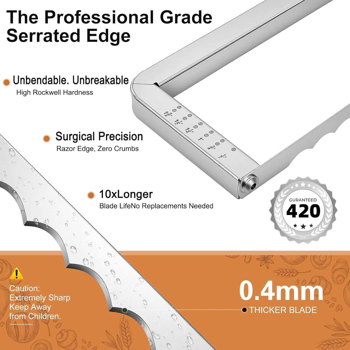 Upgrade Bread Knife for Homemade Bread, Sourdough Bread Slicer with 6 Thickness Guide & Razor Sharp Stainless Blade, Manual Bow Cutter for Bagels and Baguettes