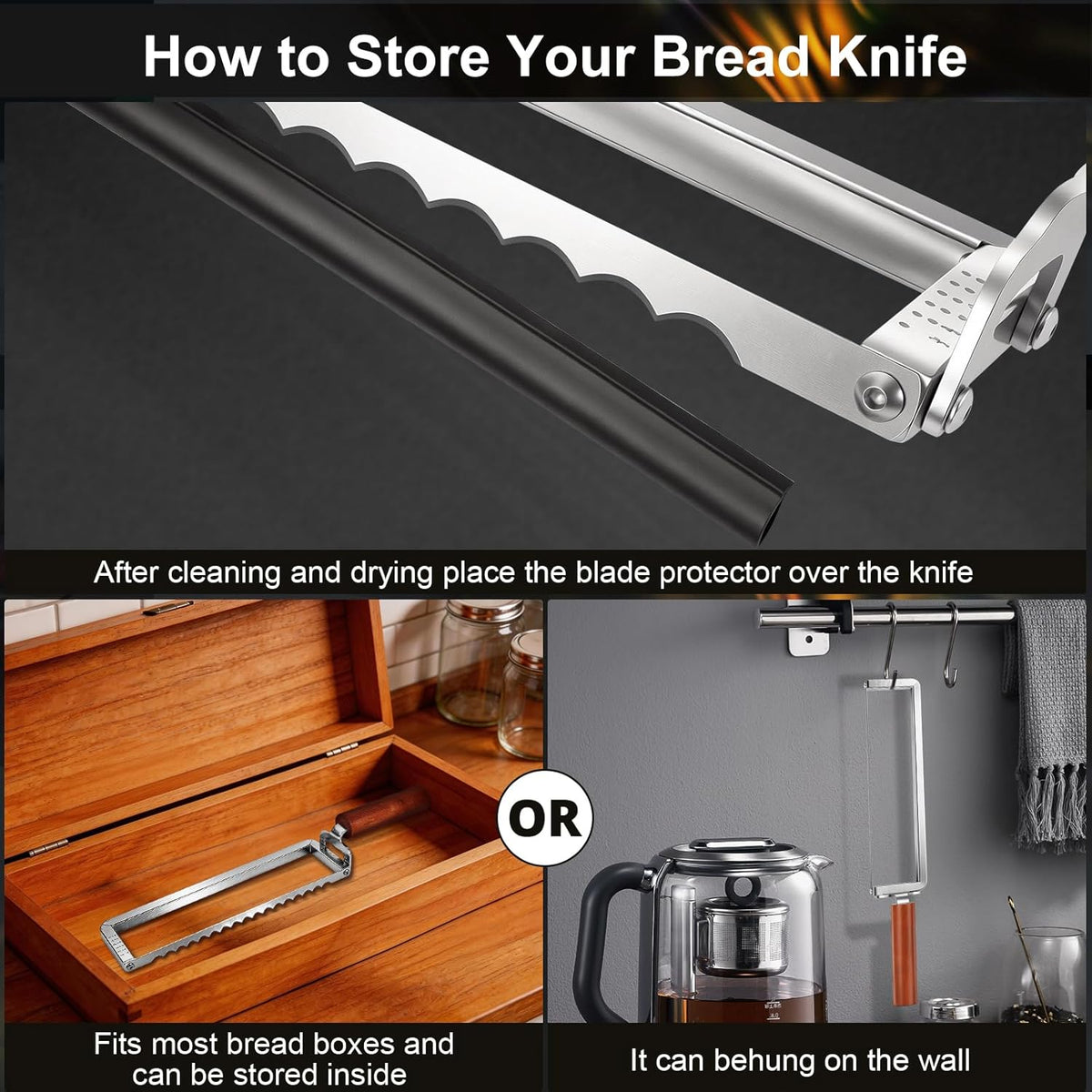 Upgrade Bread Knife for Homemade Bread, Sourdough Bread Slicer with 6 Thickness Guide & Razor Sharp Stainless Blade, Manual Bow Cutter for Bagels and Baguettes