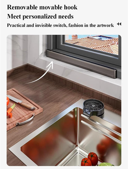 Wall-Mounted Kitchen Food Prep Trays Station, Foldable Suction Cup Food Preparation Rack, Kitchen Serving Accessories for Holding Dishes Spices Knives(White,44cm)