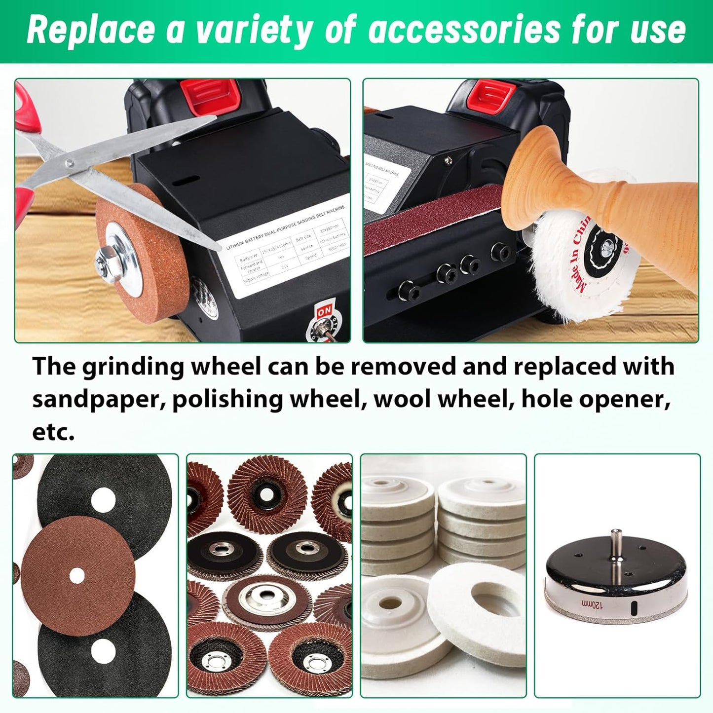 Mini Belt Sander, 90° Electric Knife Sharpener Bench Grinder Sanding Machine, Small Bench Grinder Kit DIY Polishing Grinding Tool For Knife Making, Wood Metal Working, Handcraft