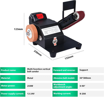 Mini Belt Sander, 90° Electric Knife Sharpener Bench Grinder Sanding Machine, Small Bench Grinder Kit DIY Polishing Grinding Tool For Knife Making, Wood Metal Working, Handcraft