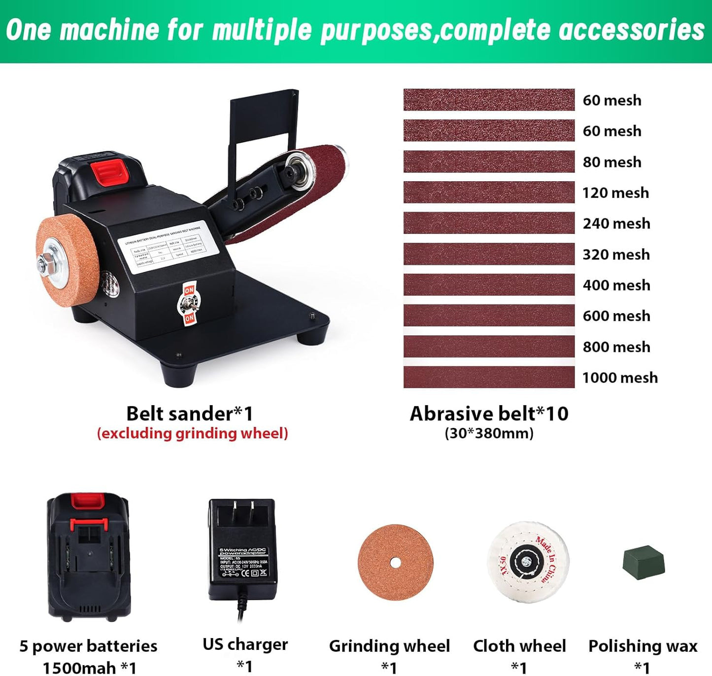 Mini Belt Sander, 90° Electric Knife Sharpener Bench Grinder Sanding Machine, Small Bench Grinder Kit DIY Polishing Grinding Tool For Knife Making, Wood Metal Working, Handcraft
