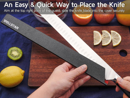 Knife Edge Guards Set, 2 Piece 14 Inch Universal Blade Covers, BPA Free ABS Protective Long Blade Sheaths, Non-Scratch Felt Lining Brisket Knives Covers (Knives not included)