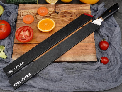 Knife Edge Guards Set, 2 Piece 14 Inch Universal Blade Covers, BPA Free ABS Protective Long Blade Sheaths, Non-Scratch Felt Lining Brisket Knives Covers (Knives not included)