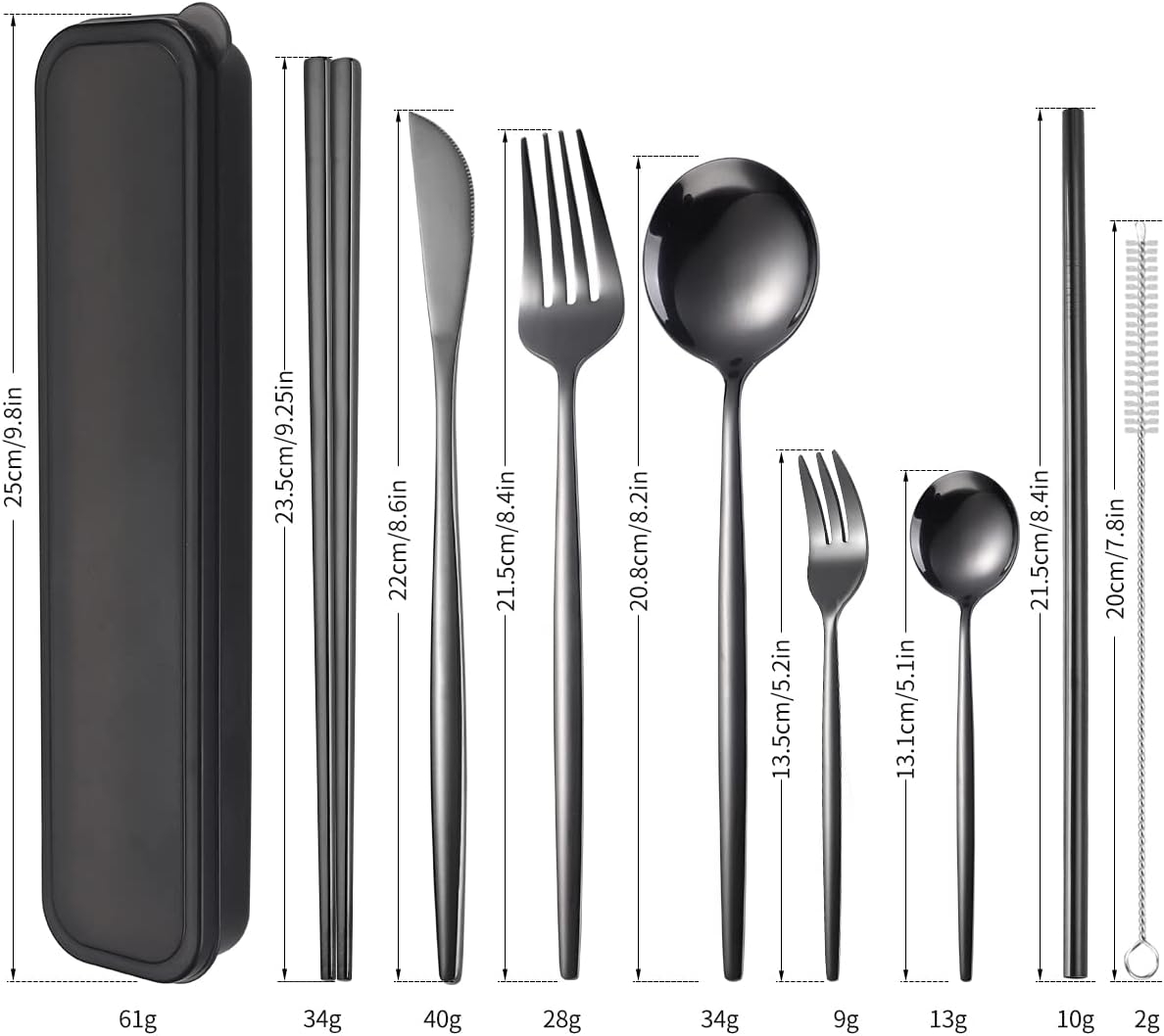 8 Pieces Stainless Steel Flatware Set Portable Reusable Cutlery Set Travel Utensils Set Including Chopsticks Knife Fork Spoon Straws Cleaning Brush Dishwasher Safe (Pink Golden)