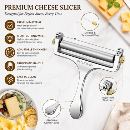 Stainless Steel Wire Cheese Slicer with 2 Extra Wires - Silver