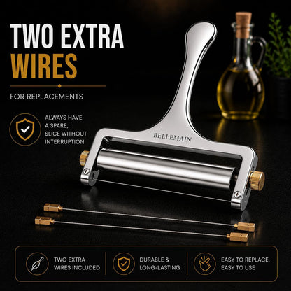 Stainless Steel Wire Cheese Slicer with 2 Extra Wires - Silver
