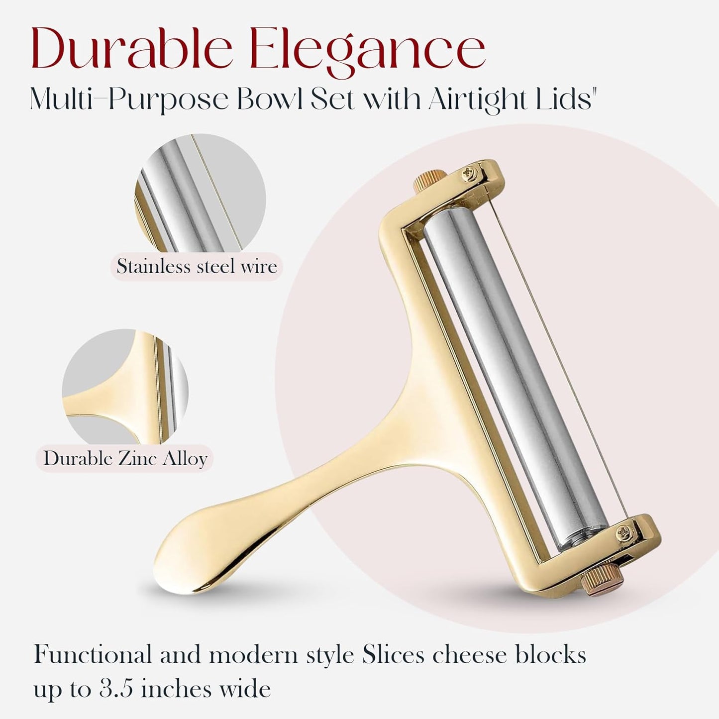 Stainless Steel Wire Cheese Slicer with 2 Extra Wires - Silver