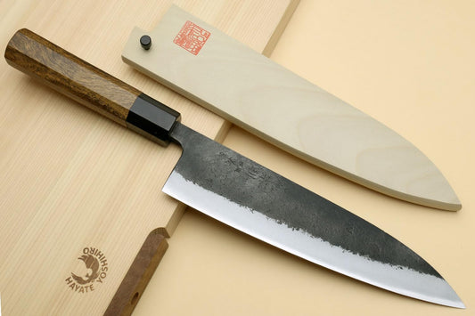 Yoshihiro Japanese High Carbon White Steel #2 Nashiji Gyuto Chefs Knife with Cocobolo Wood Handle (8.25'' (210mm))