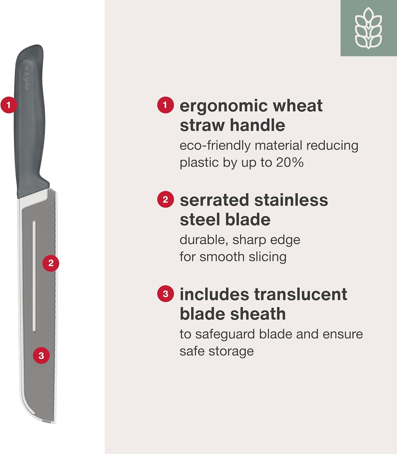 Bread Knife - Serrated Bread Knife with Ergonomic Handle - Stainless Steel Kitchen Blade - Sharp Serrated Blade for Precision Slicing - Kitchen Tool for Everyday Use