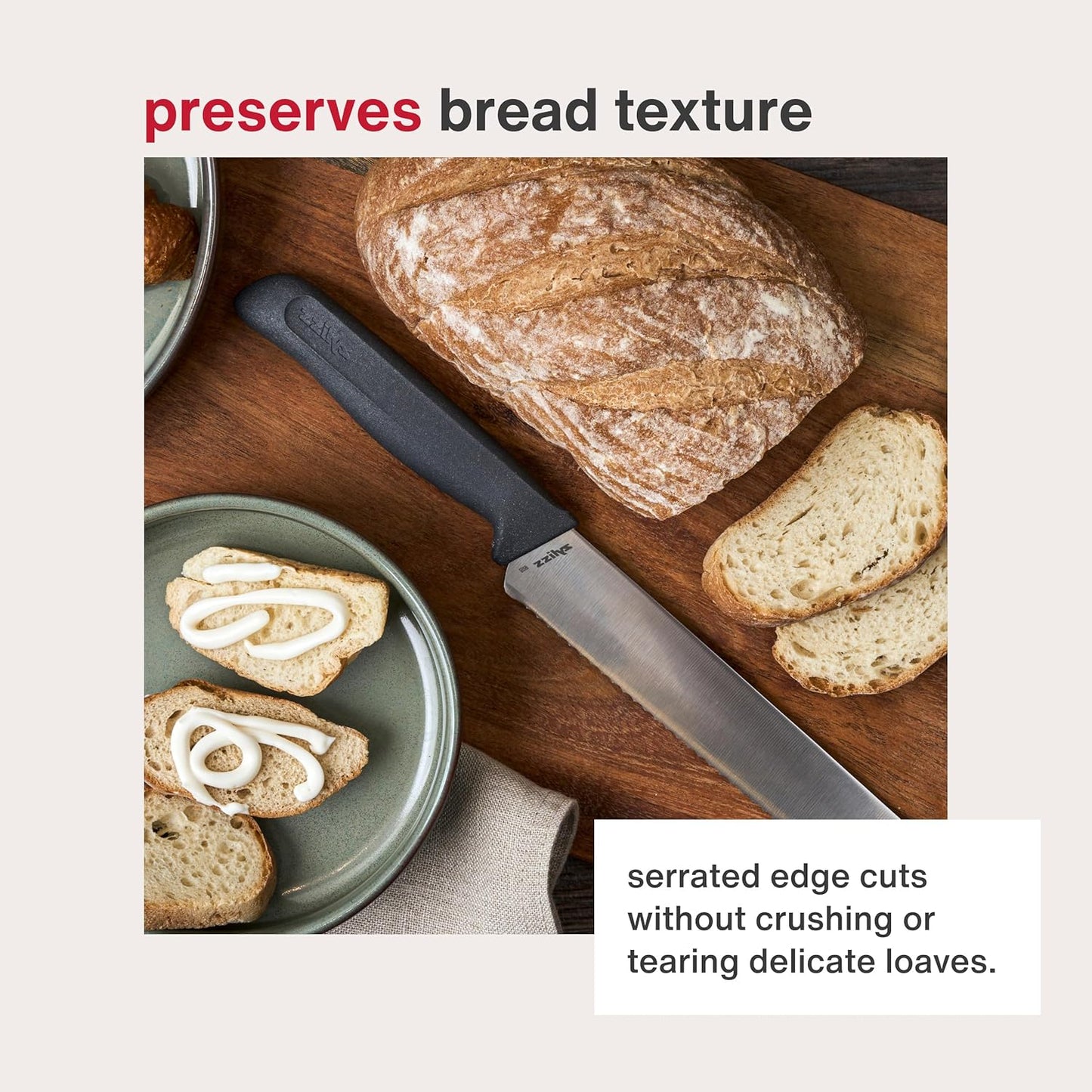 Bread Knife - Serrated Bread Knife with Ergonomic Handle - Stainless Steel Kitchen Blade - Sharp Serrated Blade for Precision Slicing - Kitchen Tool for Everyday Use
