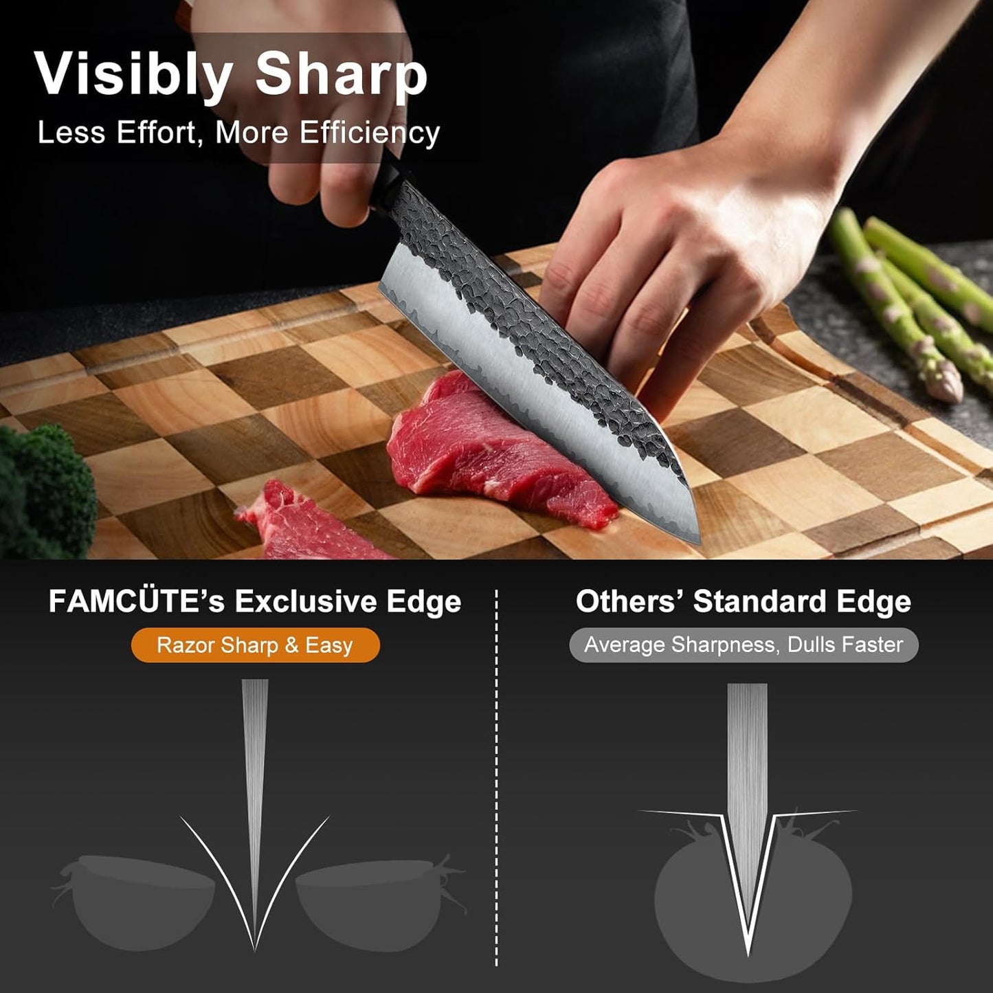 Japanese Knife Set with Block, Kitchen Knives Gift for Men & Women | Hand Forged 5-Layer 9CR18MOV Clad Steel Chef Knives with Rosewood Handles, Includes Chef, Santoku, Nakiri and Paring Knife