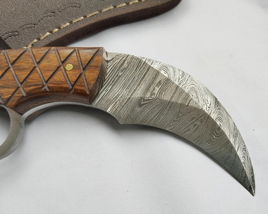 Hand Crafted Damascus Steel Karambit Knife, USA Style, Survival, outdoor, Silat, Best Gift