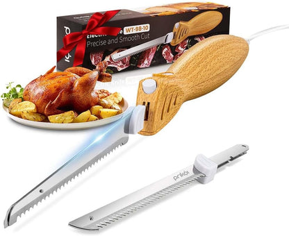 Electric Knife for Meat Slicing, for Homemade Bread, 2 Blades | Electric Carving Knife - Serrated Blades for Meat, Bread, Turkey, Ribs, Fillet, DIY, Ergonomic Handle for Raw & Cooked Food
