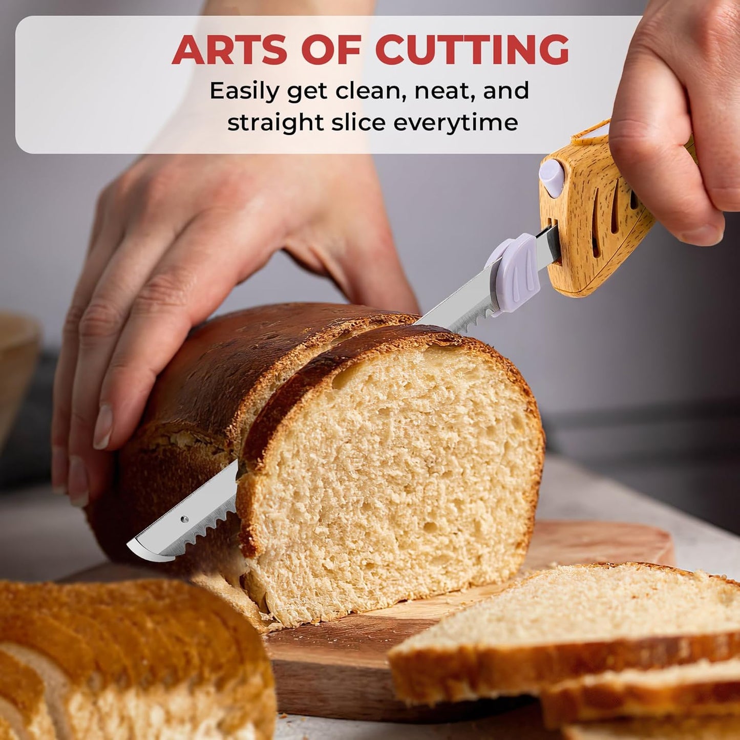 Electric Knife for Meat Slicing, for Homemade Bread, 2 Blades | Electric Carving Knife - Serrated Blades for Meat, Bread, Turkey, Ribs, Fillet, DIY, Ergonomic Handle for Raw & Cooked Food