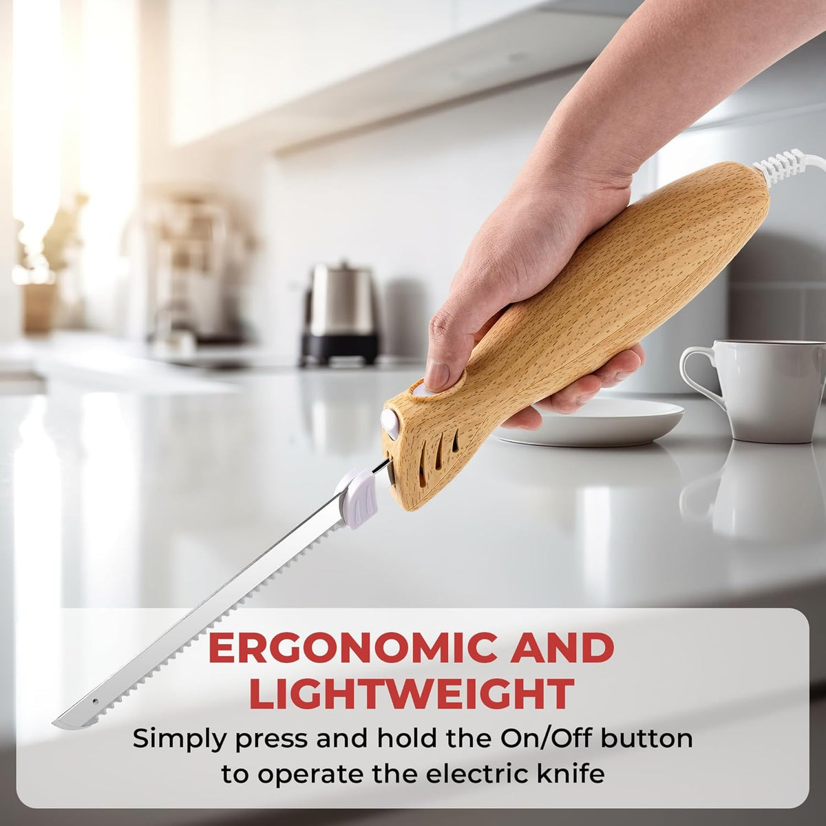 Electric Knife for Meat Slicing, for Homemade Bread, 2 Blades | Electric Carving Knife - Serrated Blades for Meat, Bread, Turkey, Ribs, Fillet, DIY, Ergonomic Handle for Raw & Cooked Food