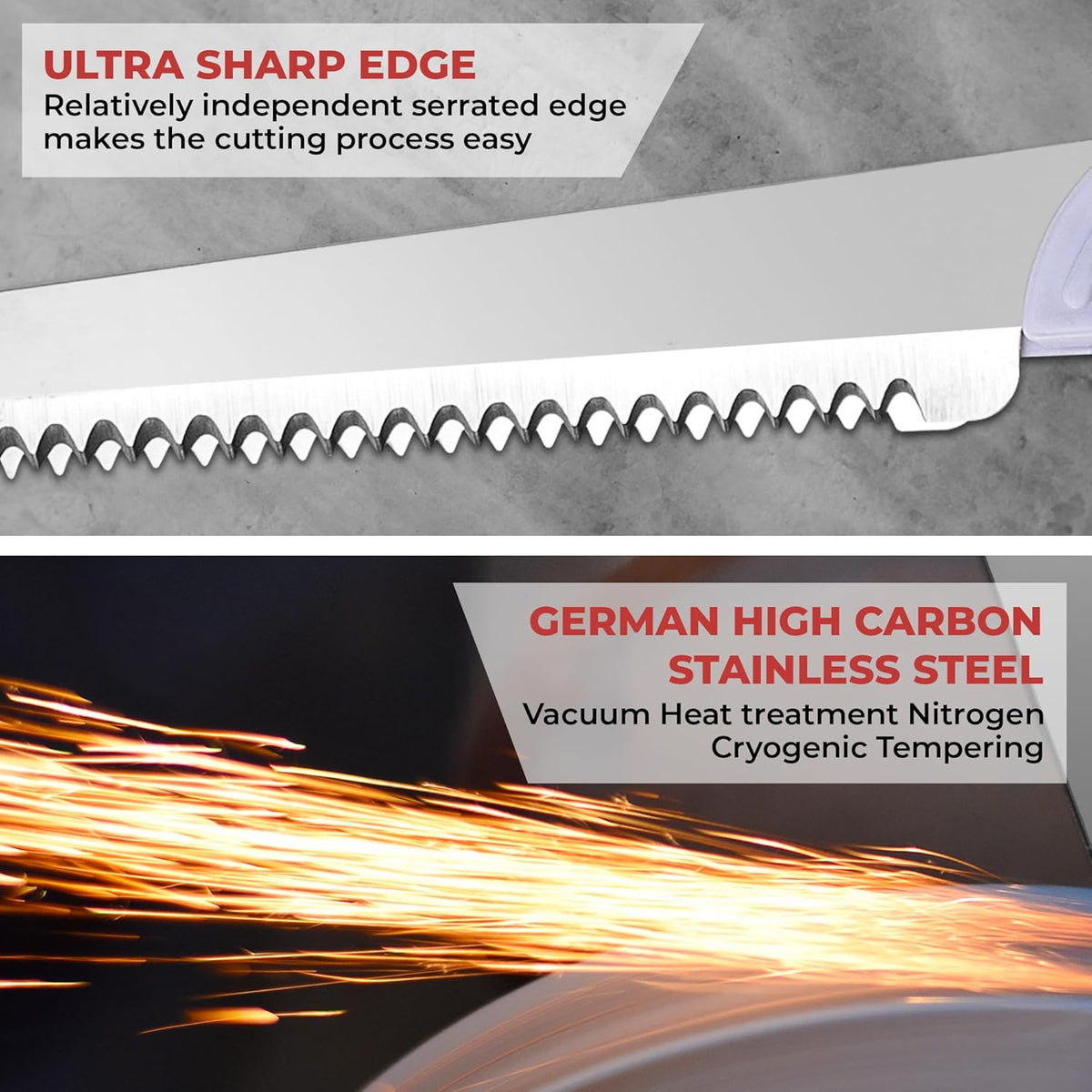 Electric Knife for Meat Slicing, for Homemade Bread, 2 Blades | Electric Carving Knife - Serrated Blades for Meat, Bread, Turkey, Ribs, Fillet, DIY, Ergonomic Handle for Raw & Cooked Food