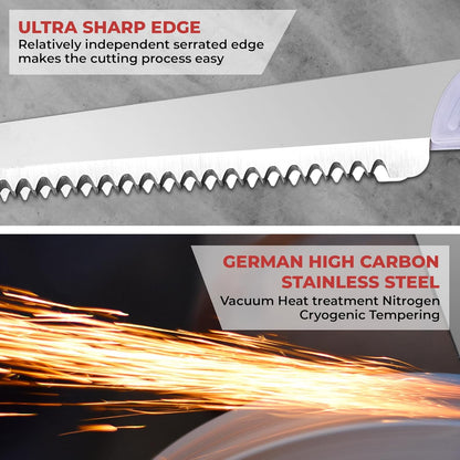 Electric Knife for Meat Slicing, for Homemade Bread, 2 Blades | Electric Carving Knife - Serrated Blades for Meat, Bread, Turkey, Ribs, Fillet, DIY, Ergonomic Handle for Raw & Cooked Food